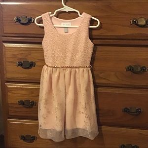 PLACE girls size 4 light pink and gold sparkly dress with sequins belt